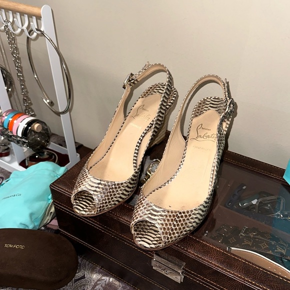Christian Louboutin Snake Wedge Sandal - Picture 1 of 16